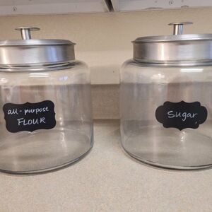 Dry Kitchen Storage Jars Glass Kitchen Canister Set with Silver Lids